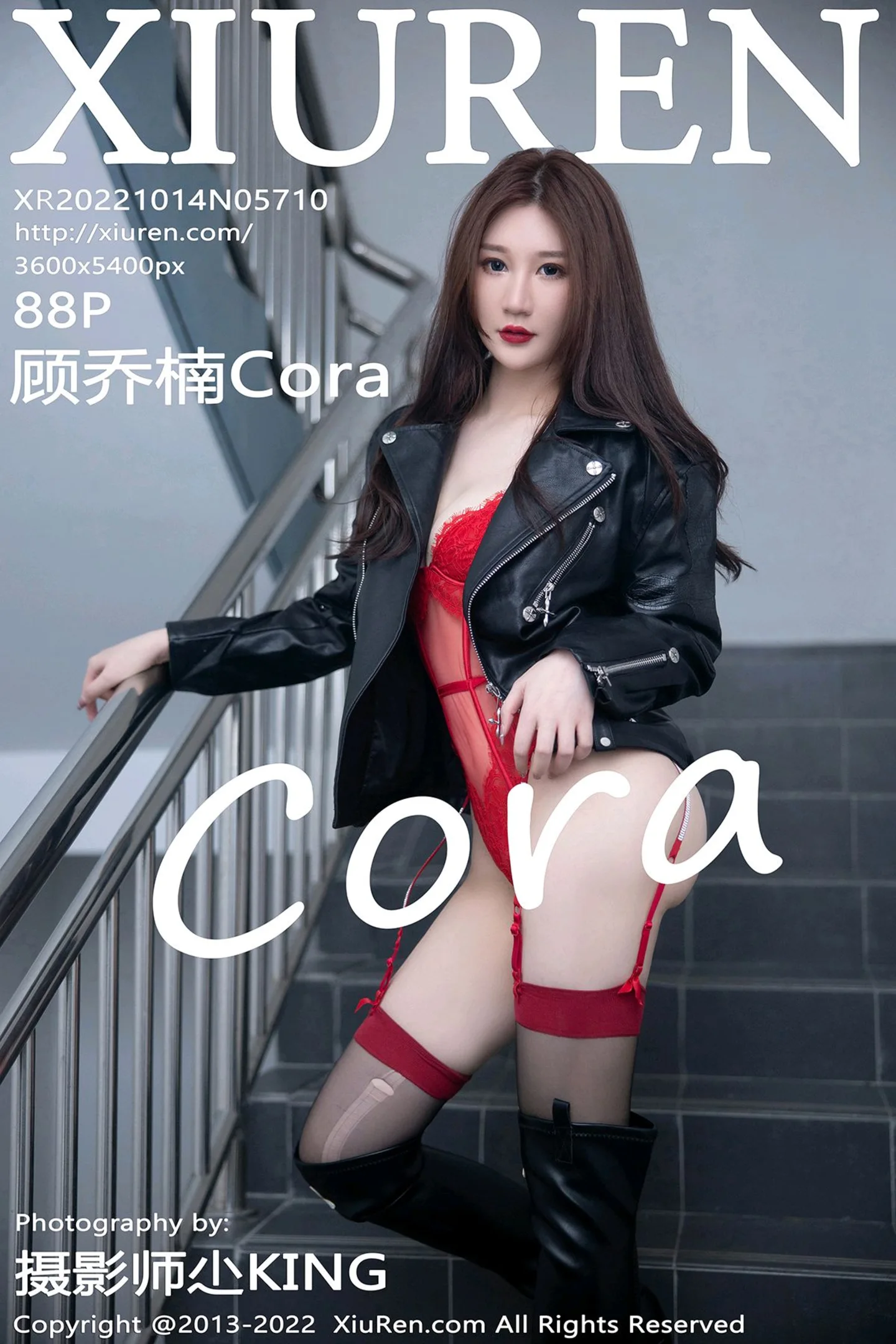[XiuRen秀人网]No.5710_模特顾乔楠Cora私房脱黑外衣露性感红色情趣蕾丝内衣诱惑写真88P-秀人网 - XiuRen.Xyz